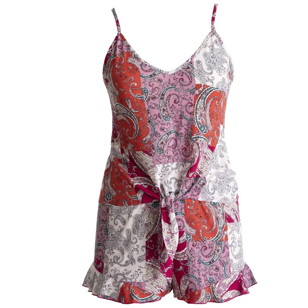Secret Treasures Women's Knotted Cami-Tap Shorts Pajamas Size Medium Paisley NWT
